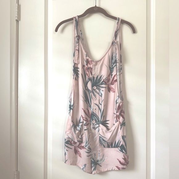 Sadie & Sage Pink Botanical Floral Button-Down Shorts Romper Small - Picture 1 of 5